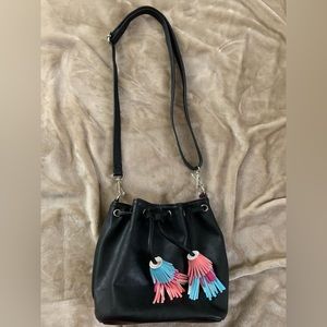 Candies black bucket bag with colorful tassel size small